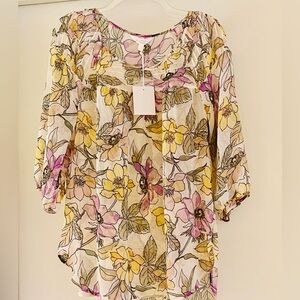 LC Lauren Conrad Peasant Floral Blouse Large NWT
